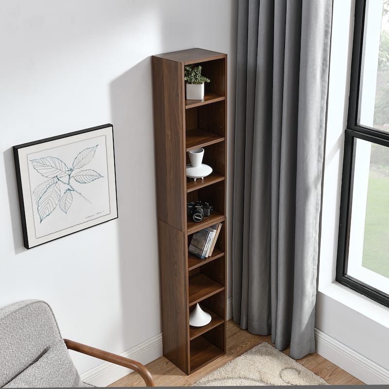 70.90 in. Tall Wood 6-Shelf Standard Bookcase with Interior Shelves