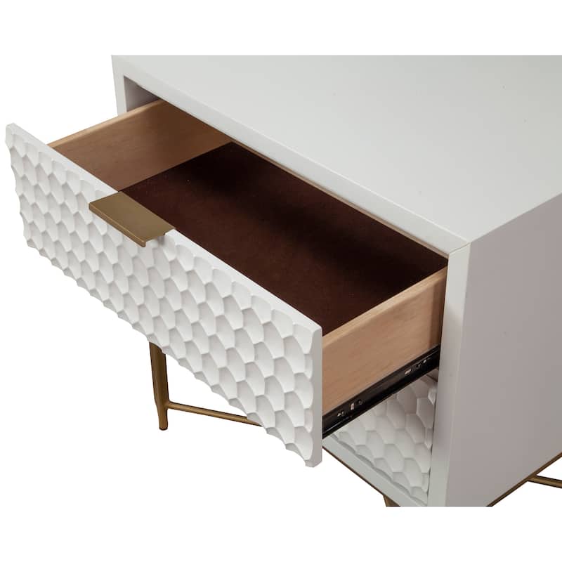 Origins by Alpine White Pearl Wood 2-drawer Nightstand