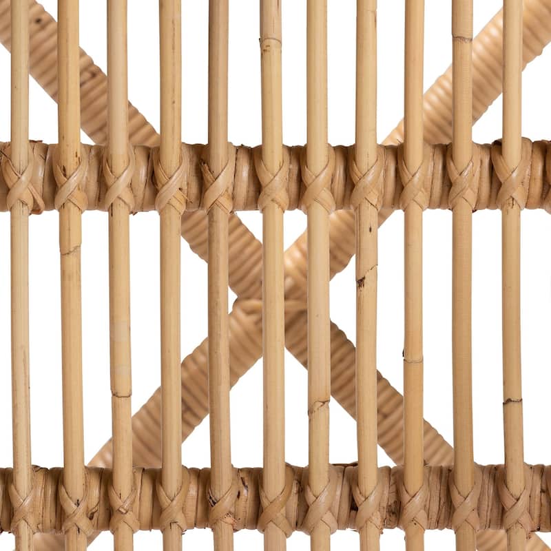 Prisca Natural Rattan Counter Stool with Bubble Frame - Handwoven Wicker Accent Stool with Round Back and Removable Cushions