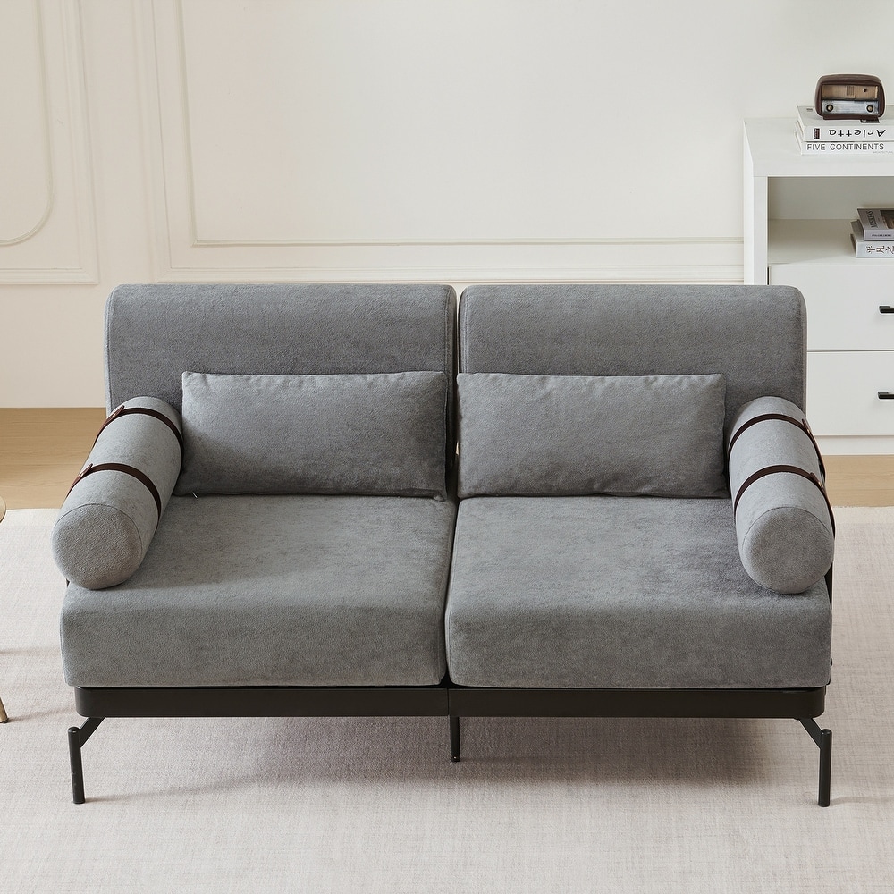 Modern Loveseat Sofa 59" Sofa Couch 2-Seater Sofa with Flexible USB Ports , Unique Cylindrical Armrests for Living Room