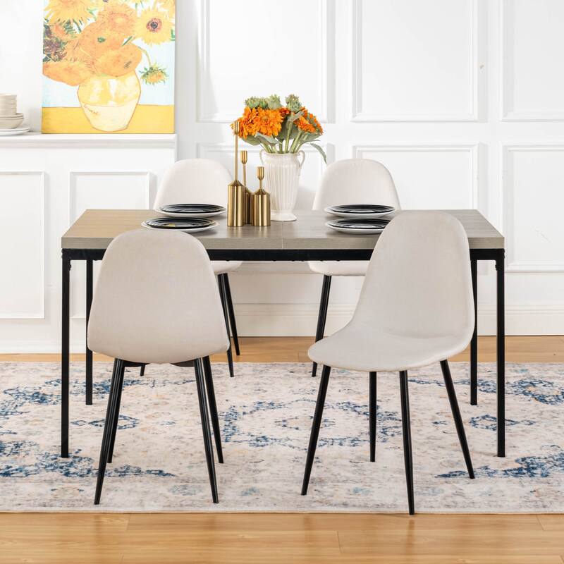 Homy Casa Modern Dining Office Table, 59in Rectangular Wood Top, Black Legs