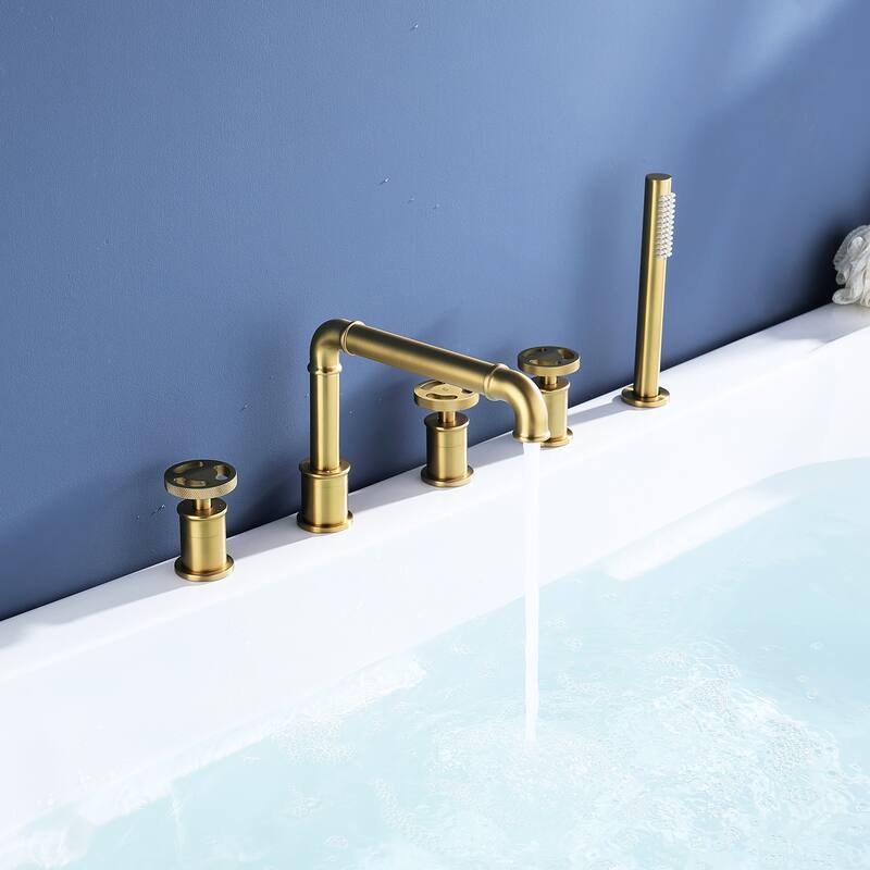 Rbrohant Widespread Deck Mounted Tub Filler Faucet Mixer Tap Handheld