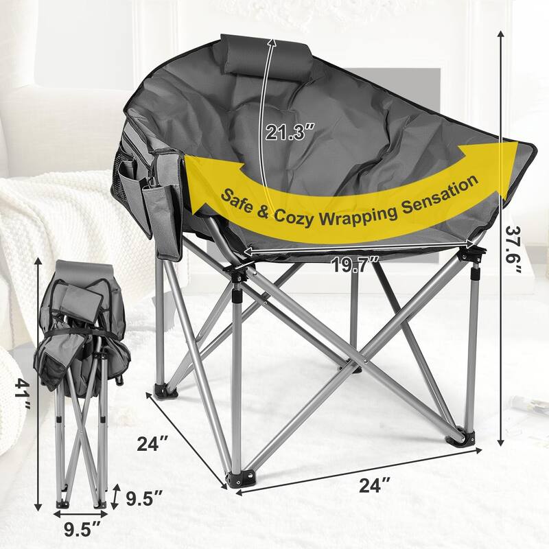 Heated Camping Chair Oversized, Padded Heated Chair Outdoor Sports, 3 Heating Levels Adjustable Camping Chairs for Adults