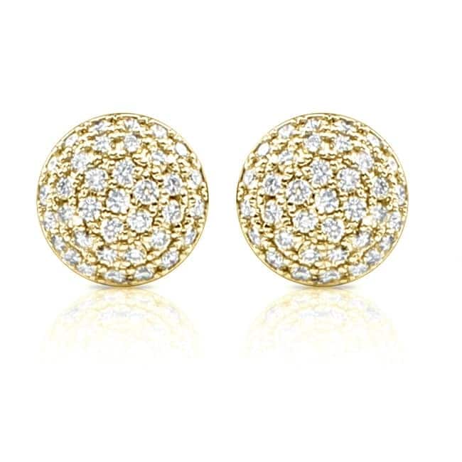 14k Gold Round 2ct TDW Half Ball Pave Diamond Stud Earrings by Auriya (H-I, SI1-SI2)