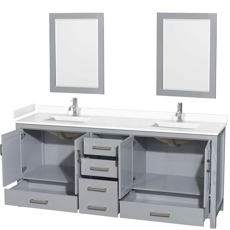 Wyndham Collection Sheffield 80" Double Bathroom Vanity, Carrara