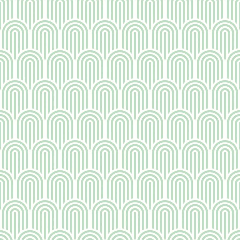 Hoopla Walls Retro Arch Mint Green Peel and Stick Wallpaper - N/A