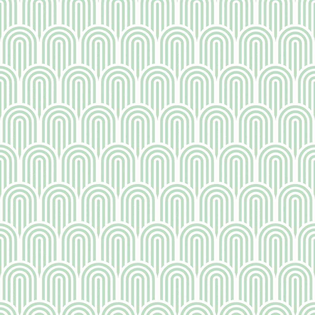 Hoopla Walls Retro Arch Mint Green Peel and Stick Wallpaper - N/A