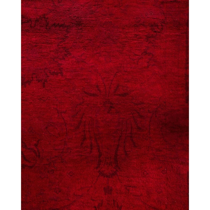 Overton Hand Knotted Wool Vintage Inspired Modern Contemporary Overdyed Red Area Rug - 5' 2" x 10' 5"