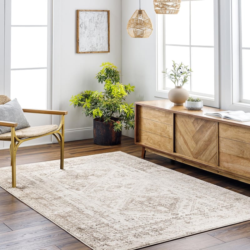 Livabliss Monte Carlo Updated Traditional Medallion Area Rug - Brown/Grey - 4' 3" x 5' 7"