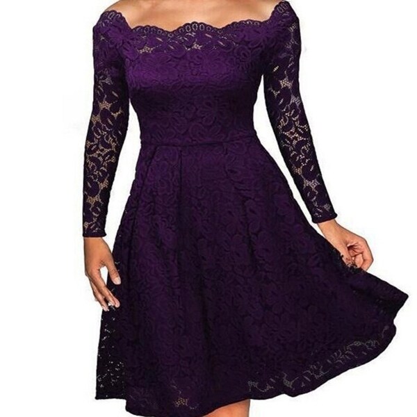 purple dress with sleeves