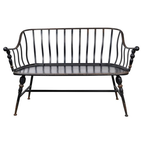 A&B Home Warren Black Metal Outdoor Garden Settee
