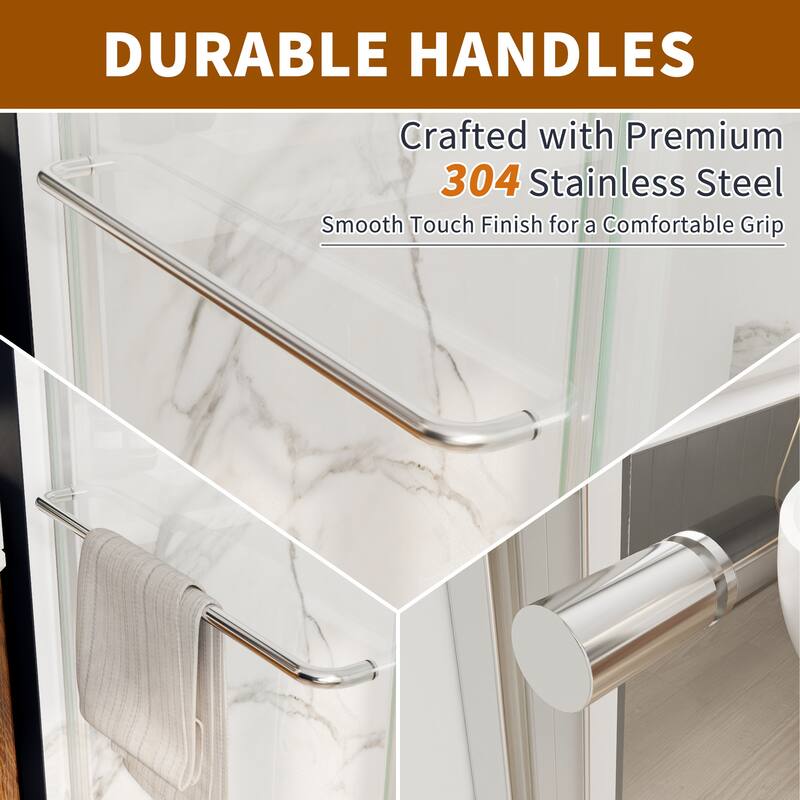 Modland 56-60"x70'' Adjustable Double Sliding Shower Door, 1/4" ANSI Glass with Nano Coating, Framed Bypass Enclosure