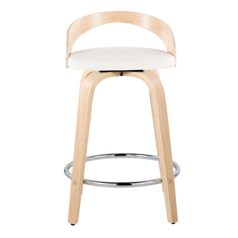 Carson Carrington Stavanger 24" Fixed-Height Counter Stool with Bent Wood Legs & Round Footrest (Set of 2)