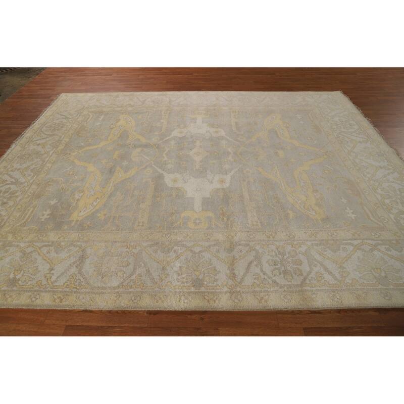 Earth Tone Oushak Indian Area Rug Handmade Living Room Wool Carpet - 8'1"x 9'10"