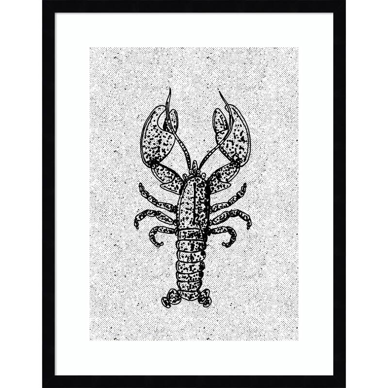 Lobster Ink Print by Nicholas Wood Framed Wall Art Print - Svelte Noir Black