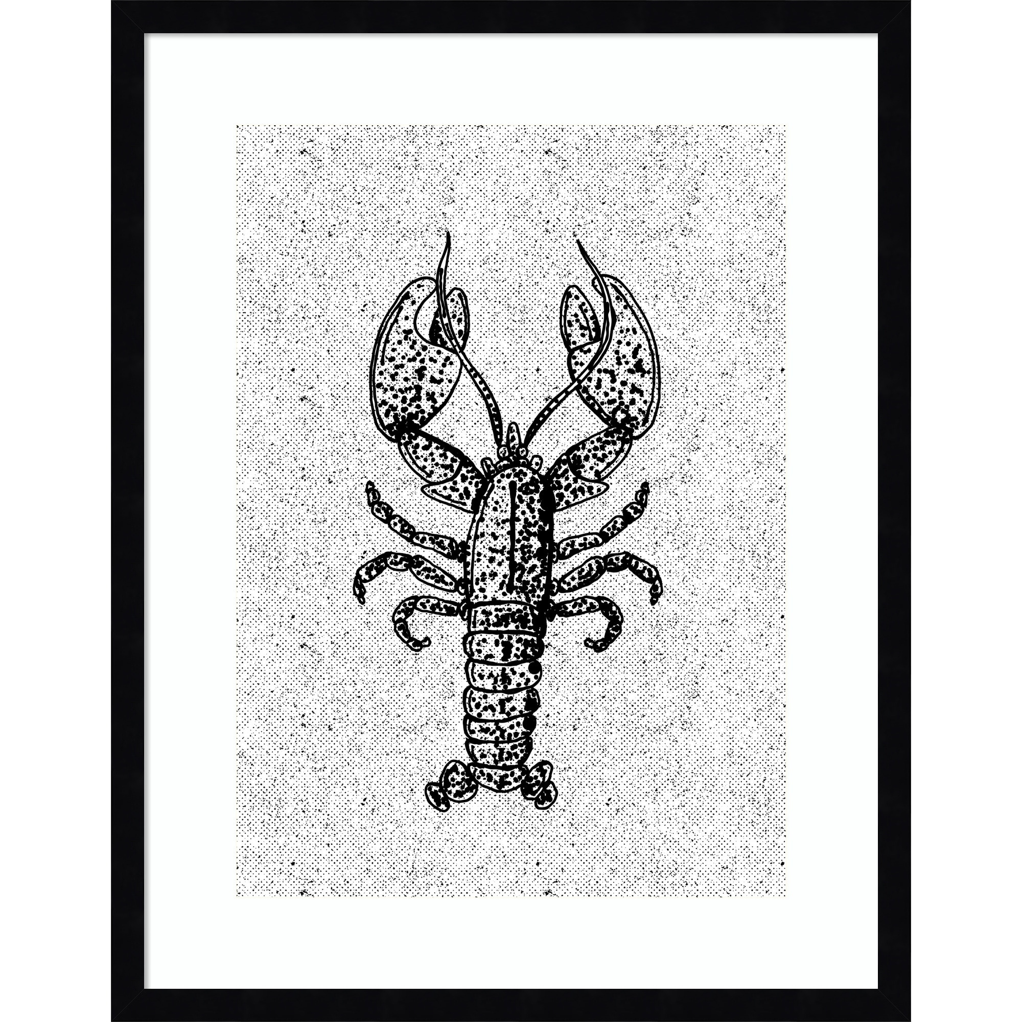 Lobster Ink Print by Nicholas Wood Framed Wall Art Print - Svelte Noir Black