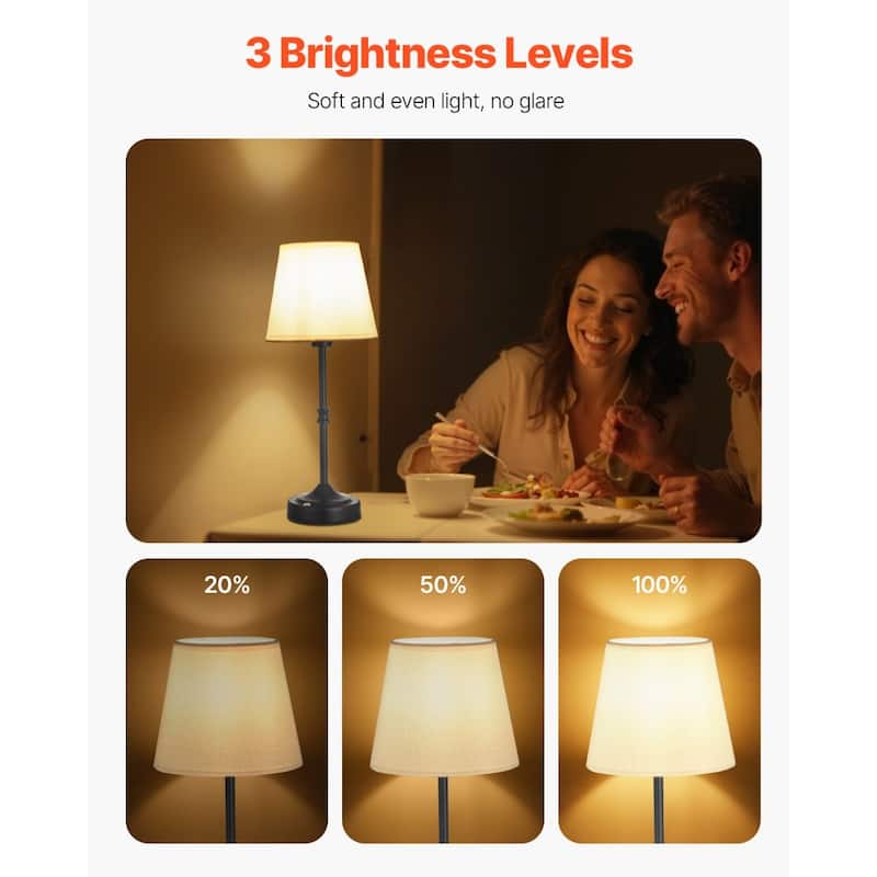 2 Pack Cordless Table Lamps with Fabric Shade and Rechargeable Battery - 6.3 x 6.3 x 16 inch