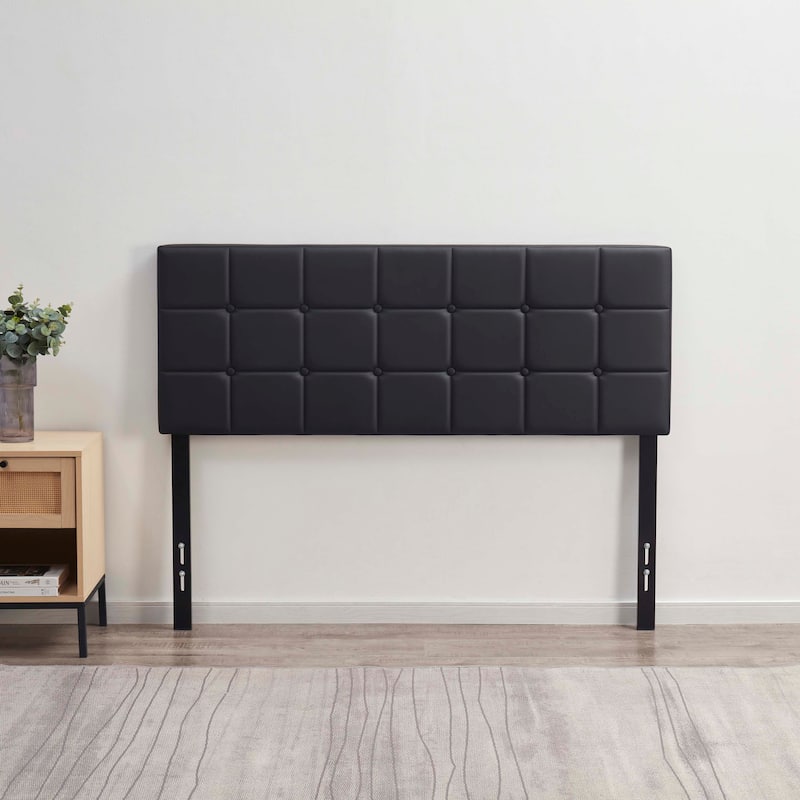 Nestl Button Tufted Upholstered Adjustable Headboard - Black - Queen