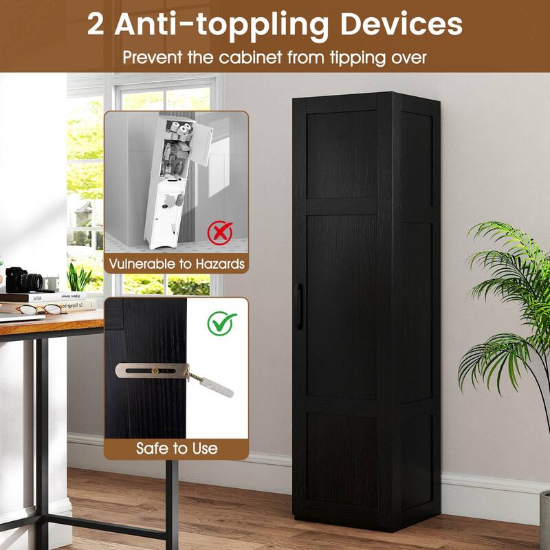 Costway 4-Tier Storage Cabinet with Door Freestanding Bathroom Cabinet - See Details