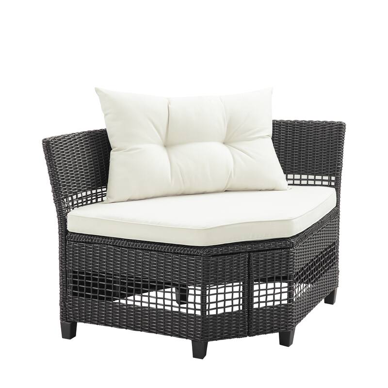 Corvus Fife 4-piece Outdoor Wicker Sectional Set with Round Glass Table