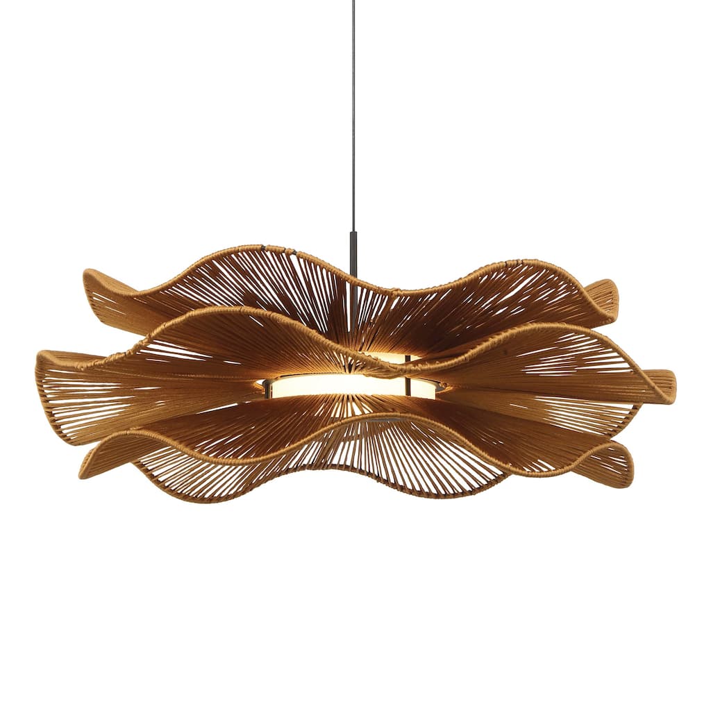 Wry Lighting Whisper Integrated LED Pendant in Latte Rope - Bronze