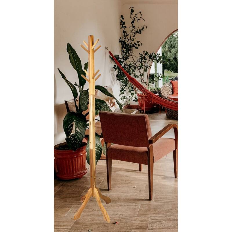 Porch & Den Holly Hill Solid Acacia Hall Tree