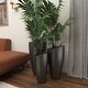 preview thumbnail 5 of 13, Grey Iron Contemporary Modern Round Floor Planter (Set of 3) - 15 x 15 x 30Round
