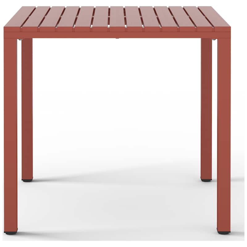 Frond and Form 31.5 Inch Outdoor Square Dining Table with Metal Frame