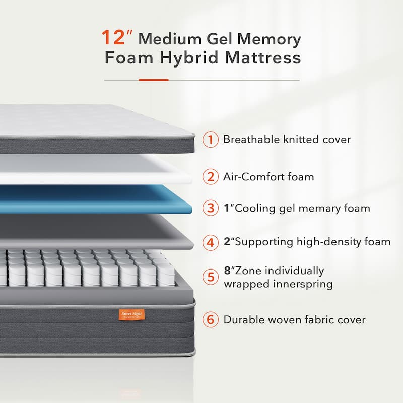 Sweetnight 10 inch Pocket Spring Hybrid Mattress in a Box