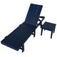 preview thumbnail 54 of 113, Shoreside Modern Poly Eco-Friendly All Weather Reclining Chaise Lounge With Wheels and Side Table (2-Piece Set)