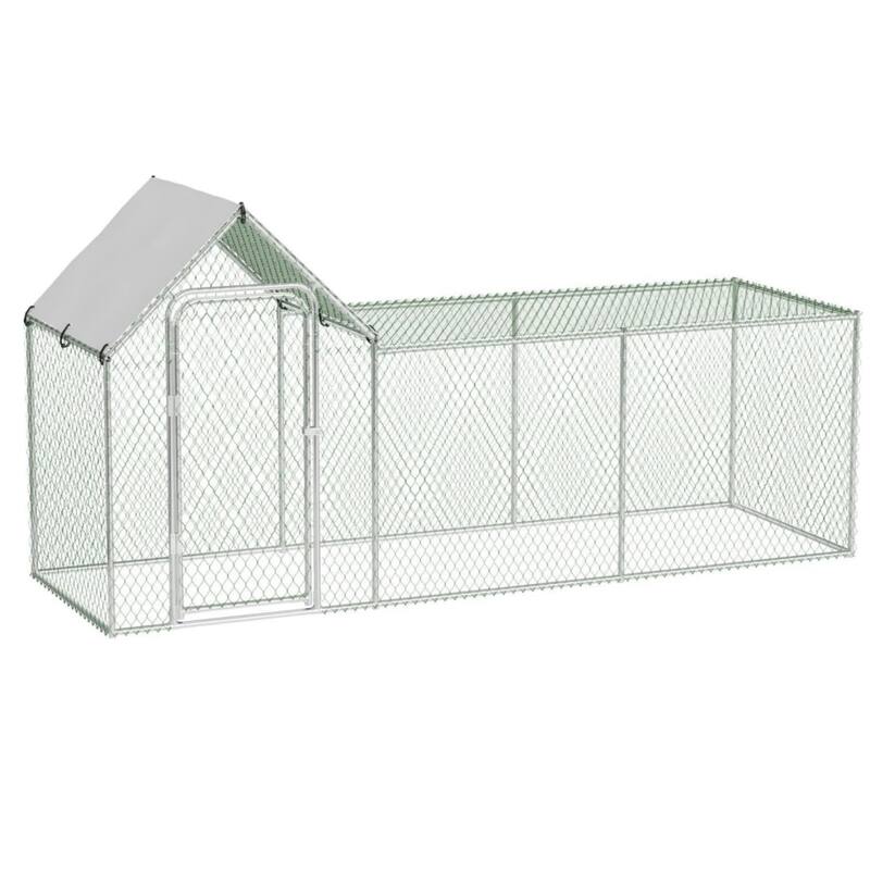 Large Metal Chicken Coop 10x3.3x5FT Outdoor Heavy Duty Walk-in Poultry Cage