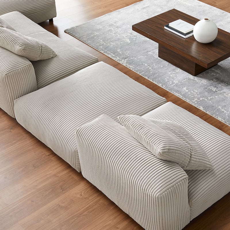 Solace 4-Piece Modular Corduroy Upholstered Sectional Sofa
