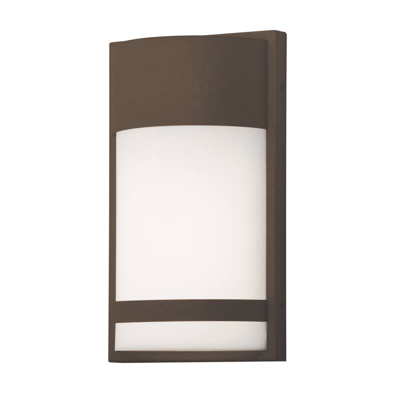 Paxton 1-light ADA Textured Bronze LED Outdoor Sconce, White Acrylic Shade - Bronze