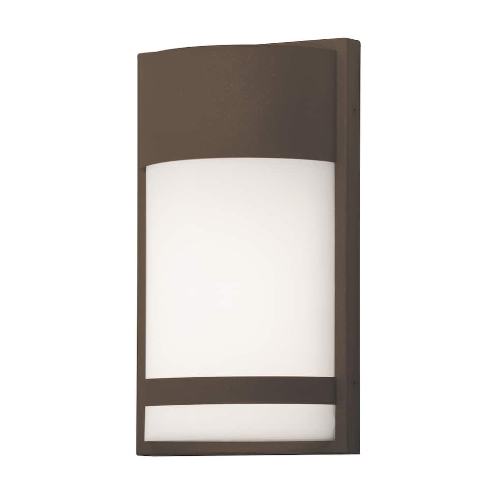 Paxton 1-light ADA Textured Bronze LED Outdoor Sconce, White Acrylic Shade