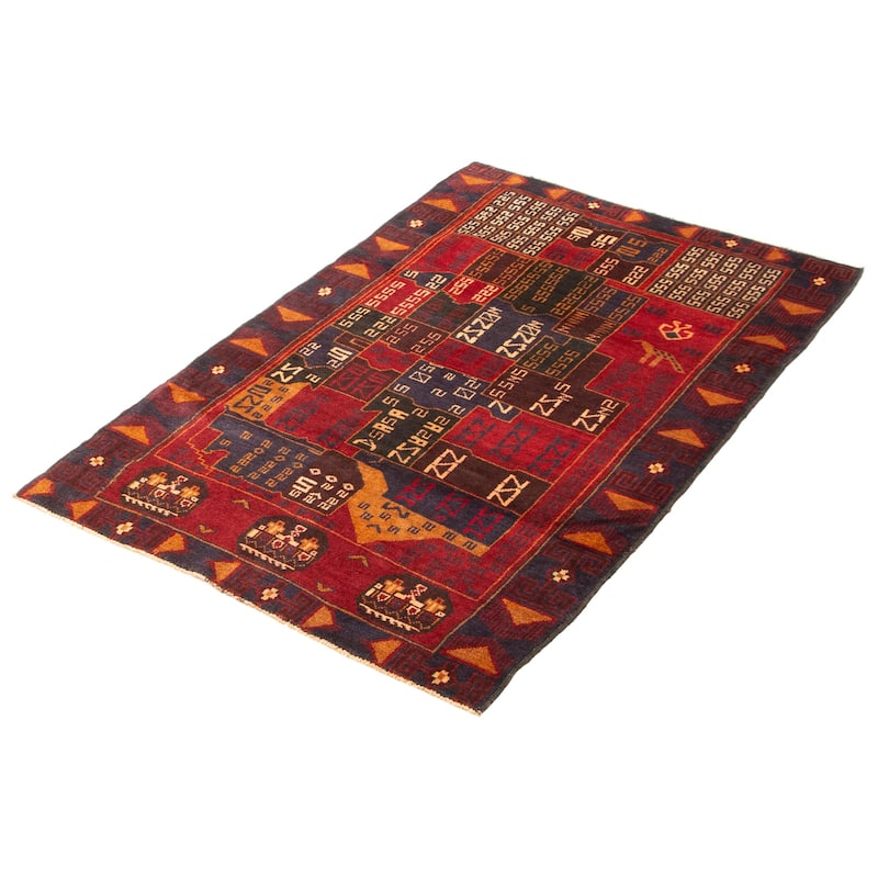 ECARPETGALLERY Hand-knotted Teimani Red Wool Rug - 3'10 x 6'2