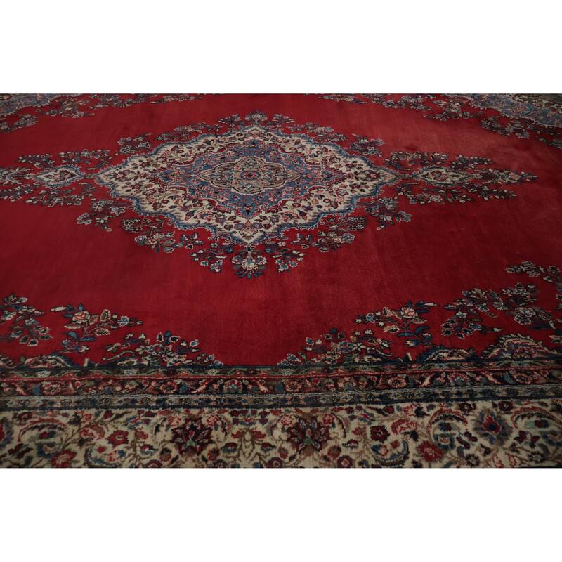 Hand Knotted Oriental 100% Wool Carpet Traditional Floral Red Shahbaft Area Rug - 17' 0'' X 11' 3''