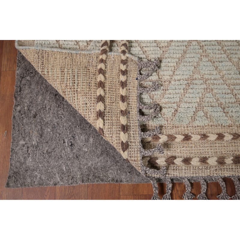 All-Over Chevron Moroccan Modern Area Rug Hand-Knotted Wool Carpet - 8'8"x 13'1"