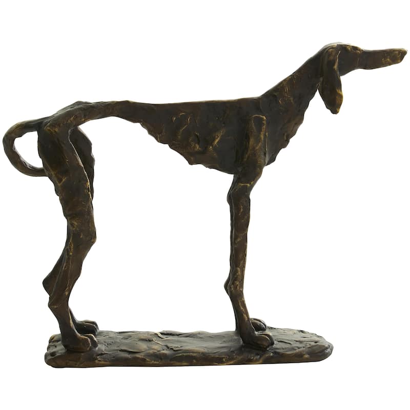 Polystone Dog Distressed Slim Frame Decorative Sculpture with Gold Accents - Bronze - Roche River Decor