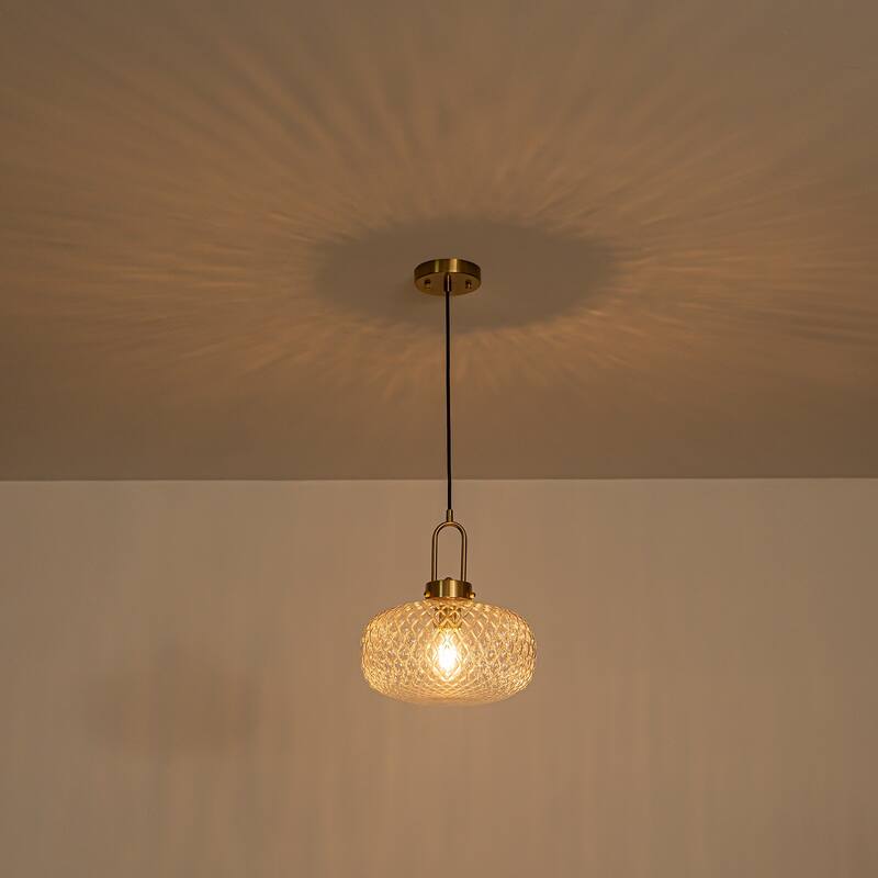 1-Light Modern Clear Glass Pendant Light - 11.8