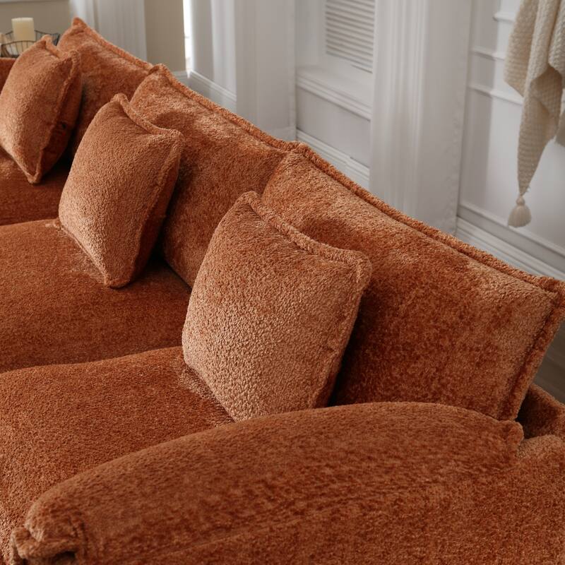Chenille Fabric L-Shape Comfy Oversized three-seat Modular Sectional Sofa