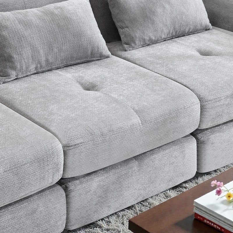 Modular Cloud Sofa, Convertible Folding Sofa Bed, 3-Seat Cushioned Sectional Couch for Living Room Bedroom