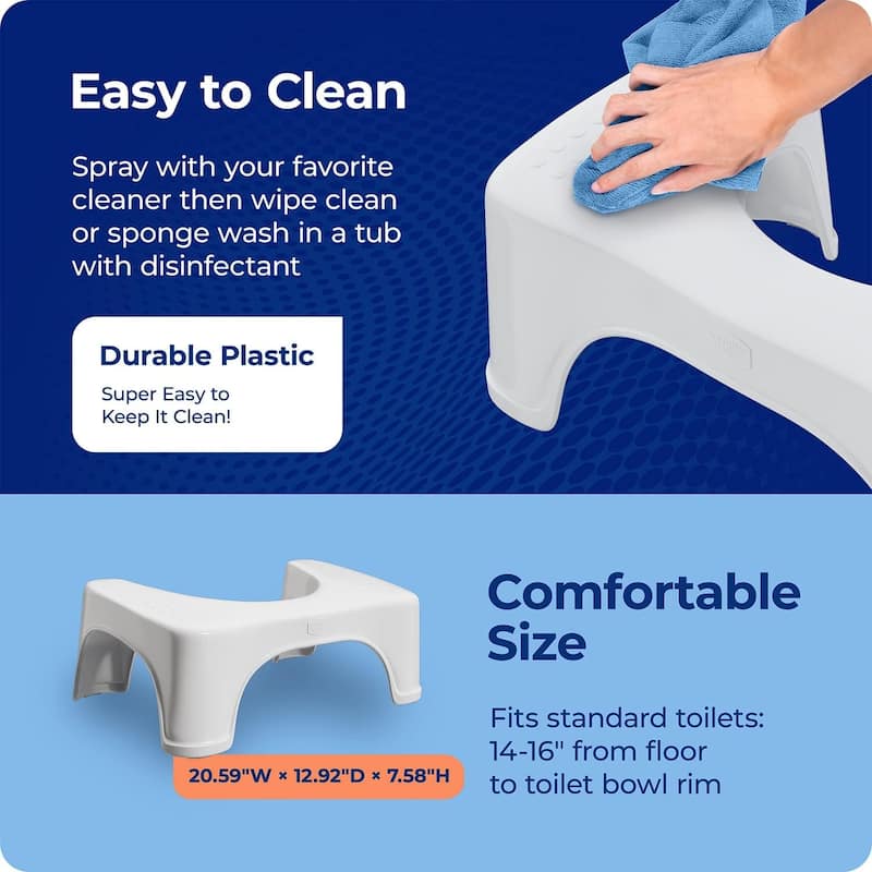 Squatty Potty Standard 7 Inch Toilet Stool, White, Durable Plastic Bathroom Squatting Poop Stool for Potty Assistance - White