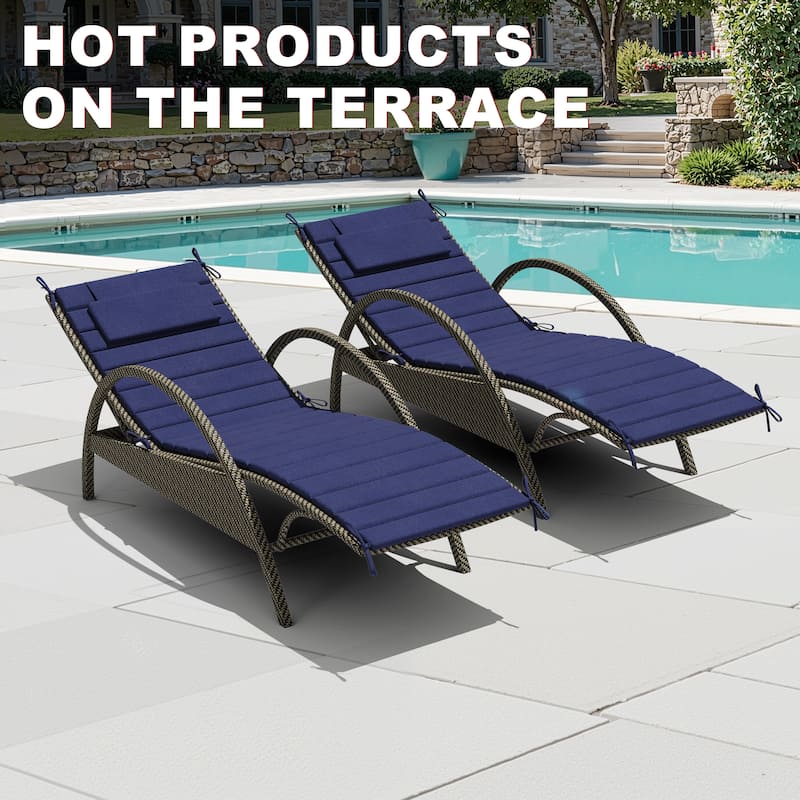 Outdoor Patio Chaise Lounge Cushions Pad with Straps