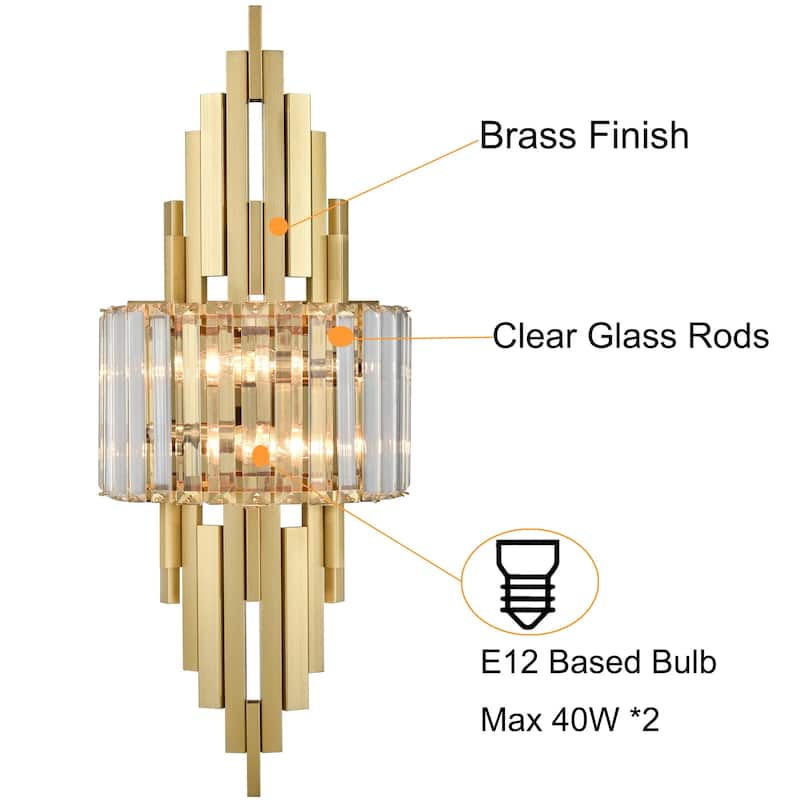 Umbria Modern Brass Large Wall Sconce 2-Light