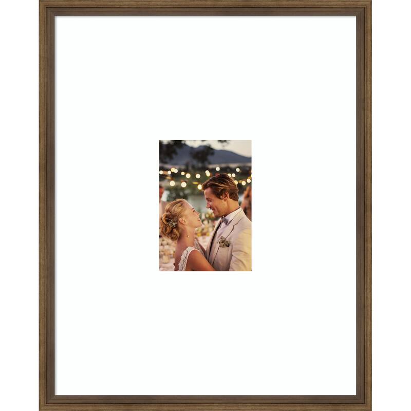 Lucie Black Framed Picture Frame, Photo Frame - 16x20 Matted White 5x7 - Lucie Light Bronze