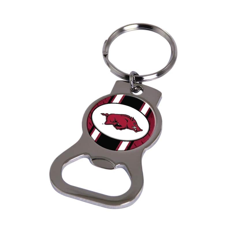 NCAA Univ. of Arkansas Silver-Tone Bottle Opener Key Ring By Rico Industries