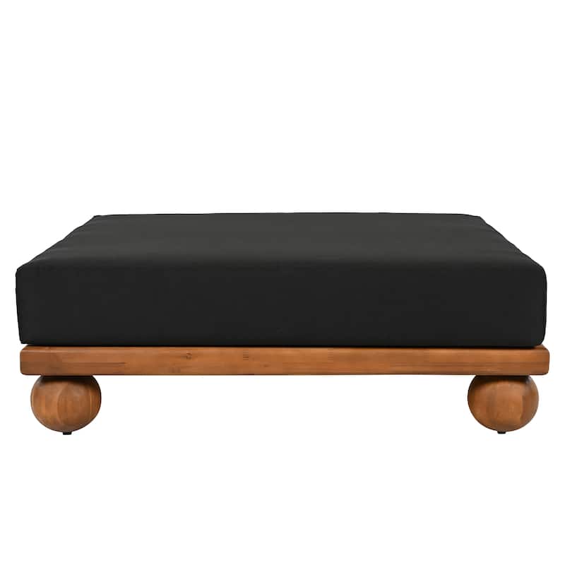 Scott Living Dulcie 4 Piece Outdoor Acacia Wood L Shape Setional Sofa with Removable Cushions