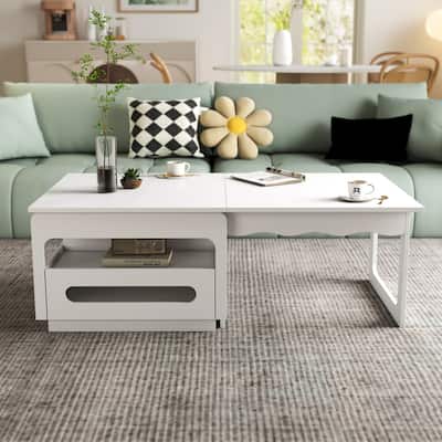 3-in-1 Deformable Coffee Table with Storage Drawers for Living Room