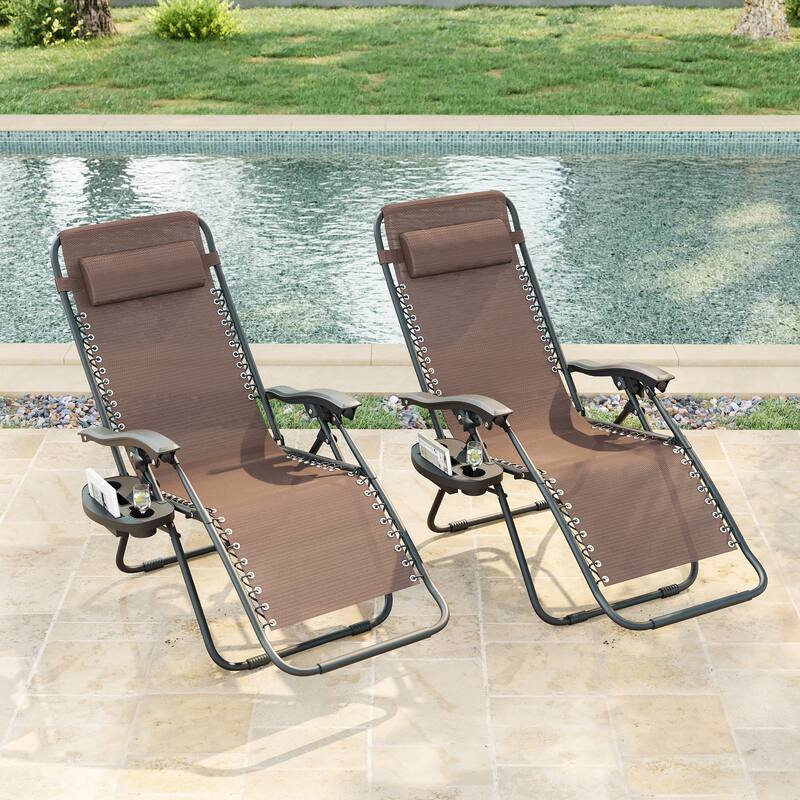 Bonosuki Patio Zero Gravity Chair Foldable Recliner Lounge Chair - Brown
