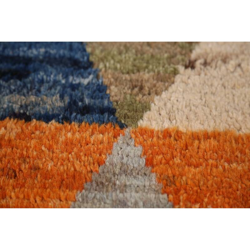 Geometric Moroccan Runner Rug Handmade Oriental Tribal Wool Carpet - 2'11" x 9'11"